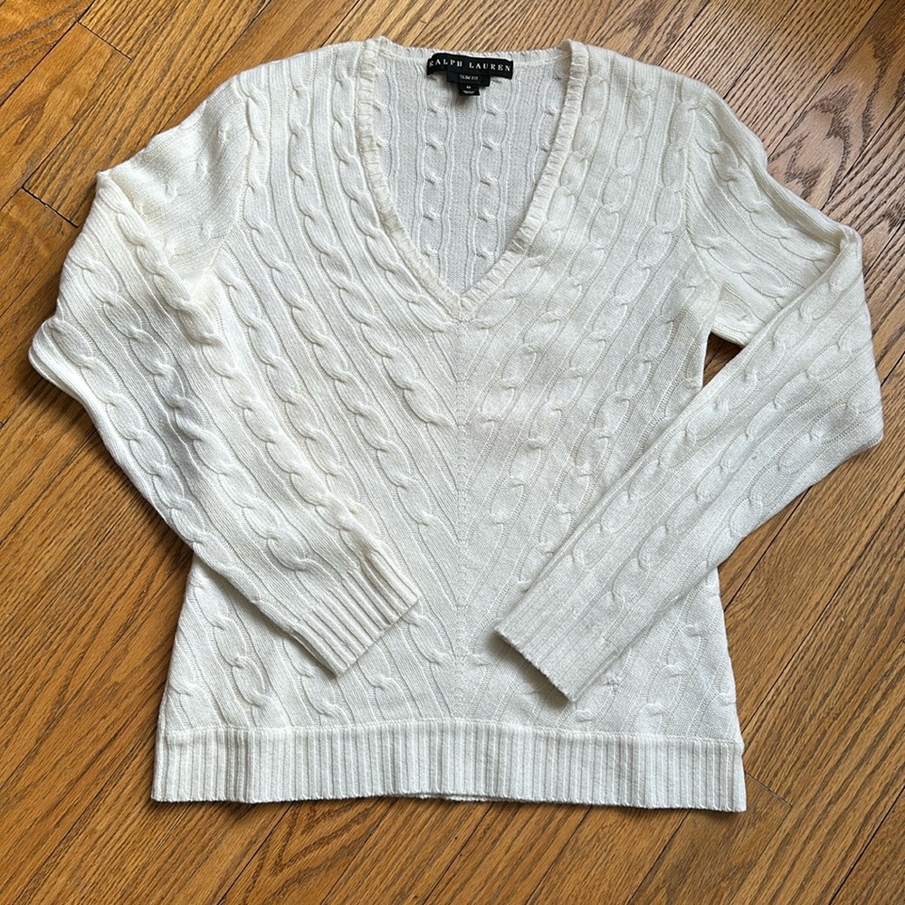Ralph Lauren Black Label 100% Cashmere V Neck Sweater Size M